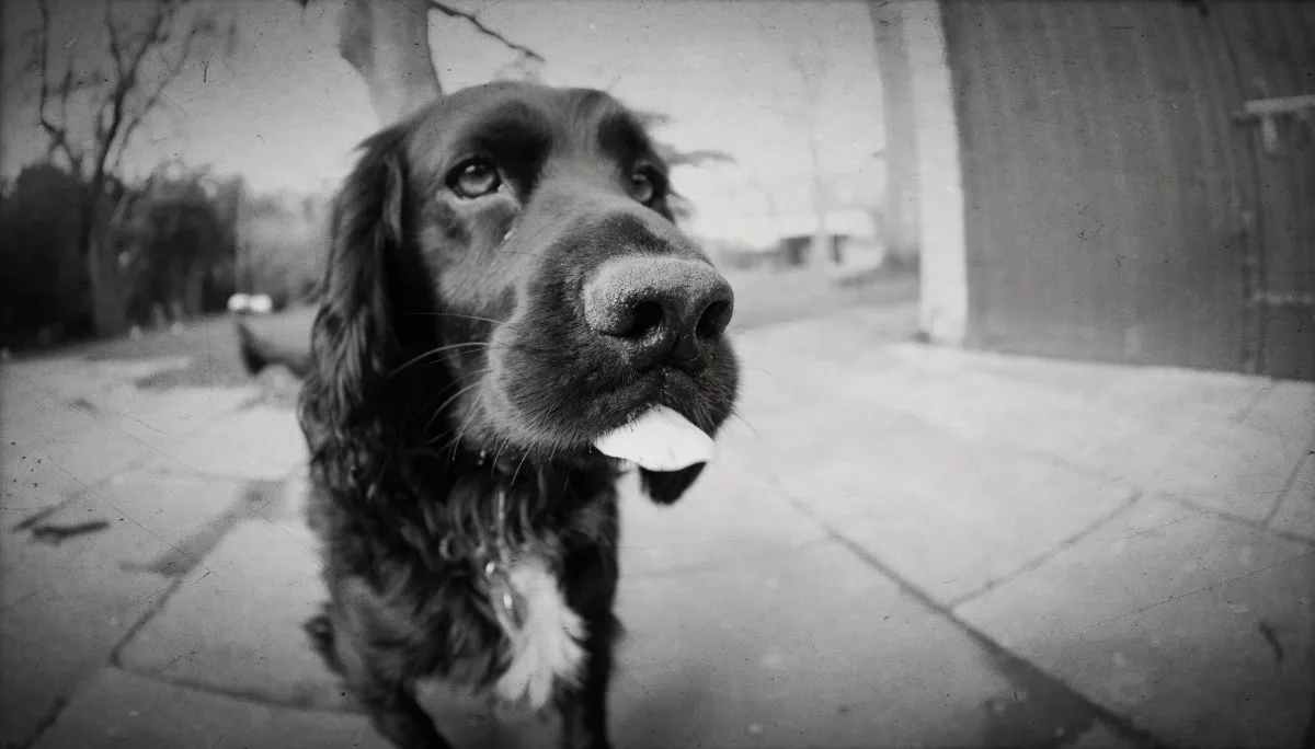 강아지 벨을 누르는 모습
